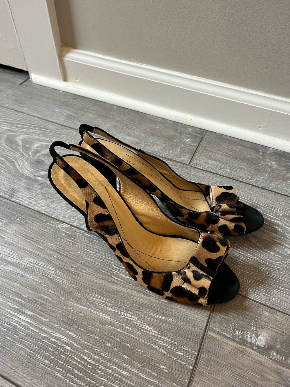 Kate Spade New York Pony-style calfskin Leopard Sling Back heels Size 10